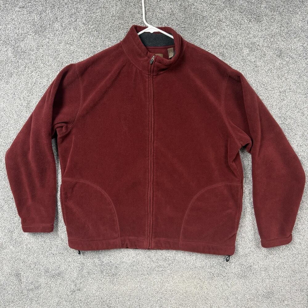 Consensus Jacket Mens Large Red Fleece Full Zip Autumn Granola Boy Cabincore Y2K